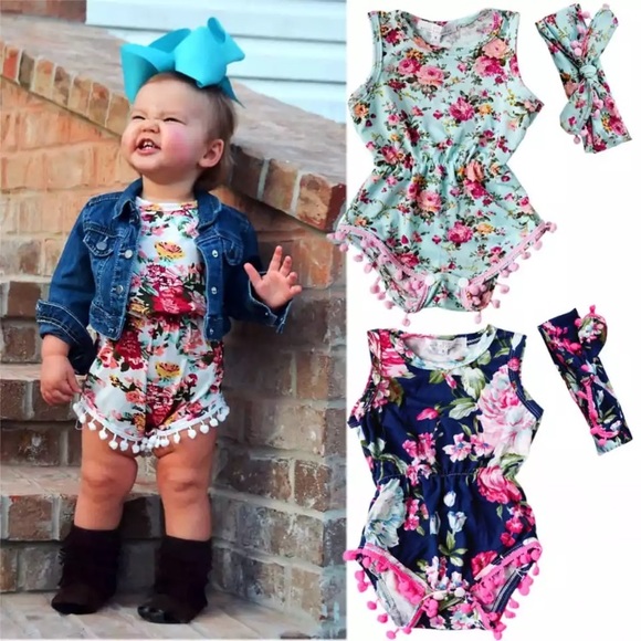 Other - Floral Romper with Matching Head Band Other - Floral Romper with Matching Head Band